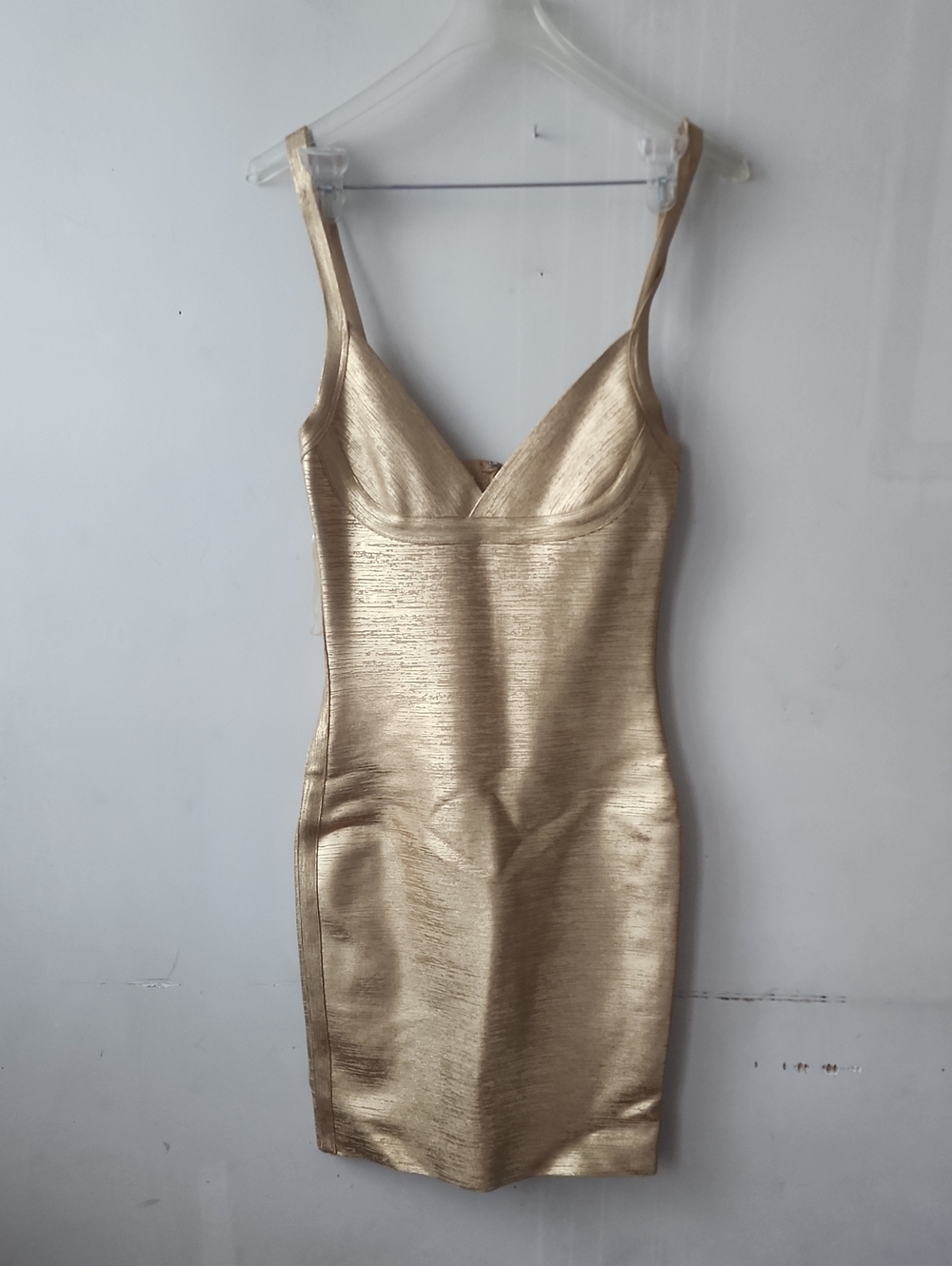 Metallic Gold Mini Dress with Spaghetti Straps